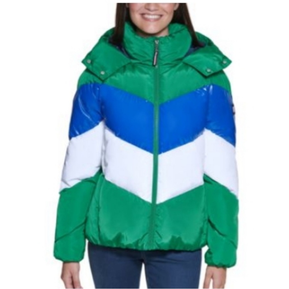 Tommy Hilfiger Green and Blue Puffer Jacket